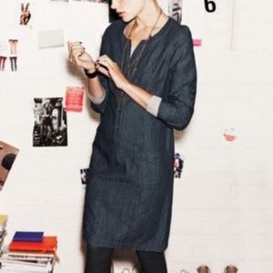 Boden Popover Denim Shirt Dress Dark Wash
